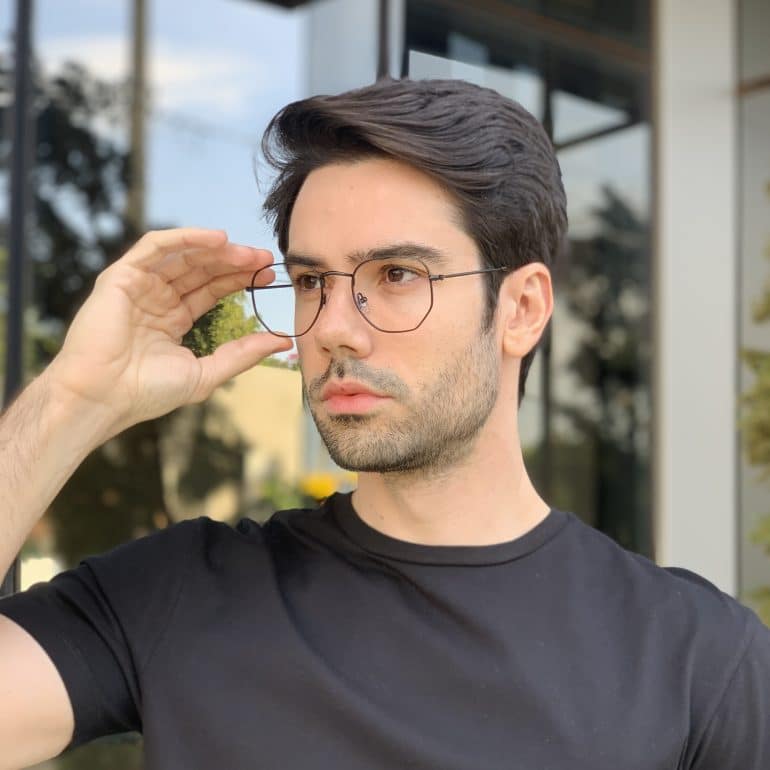 safine com br oculos de grau masculino hexagonal preto