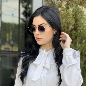 safine com br oculos de sol hexagonal dourado com degrade elisa new