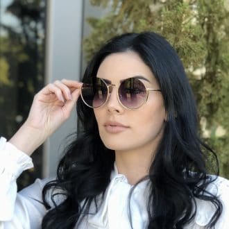 safine com br oculos de sol redondo de metal dourado olivia 1