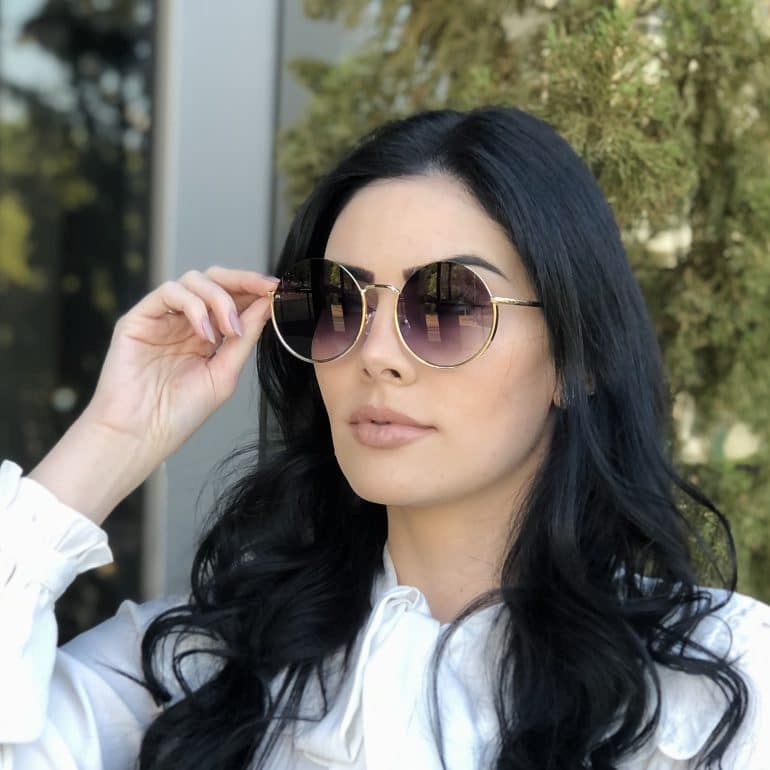 safine com br oculos de sol redondo de metal dourado olivia 1