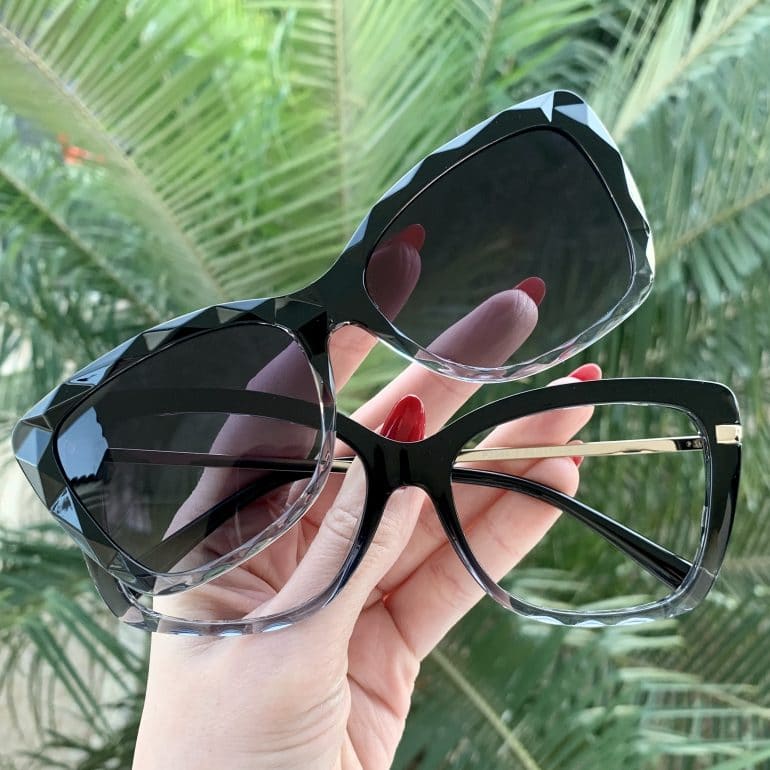 safine com br oculos 2 em 1 clip on gatinho preto transparente bruna