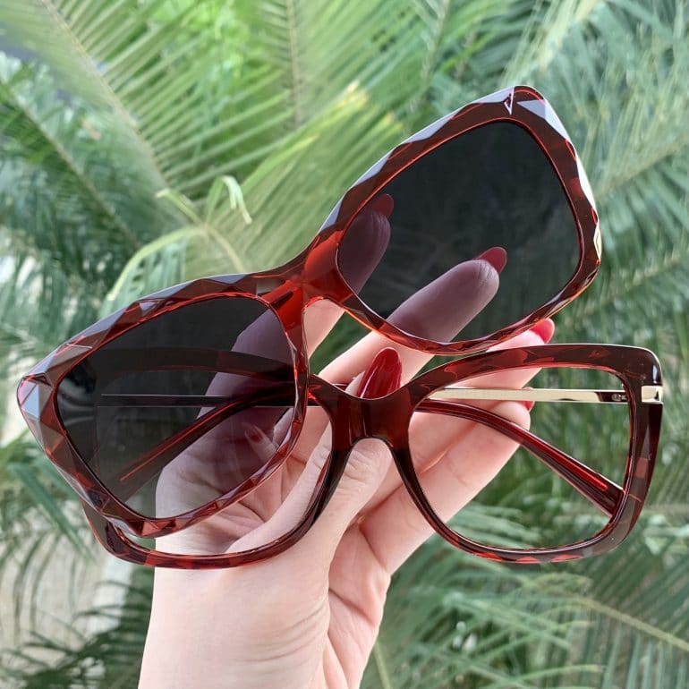 safine com br oculos 2 em 1 clip on gatinho vermelho bruna