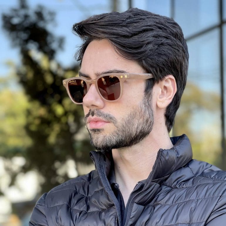 safine com br oculos de sol masculino quadrado marrom leo 3