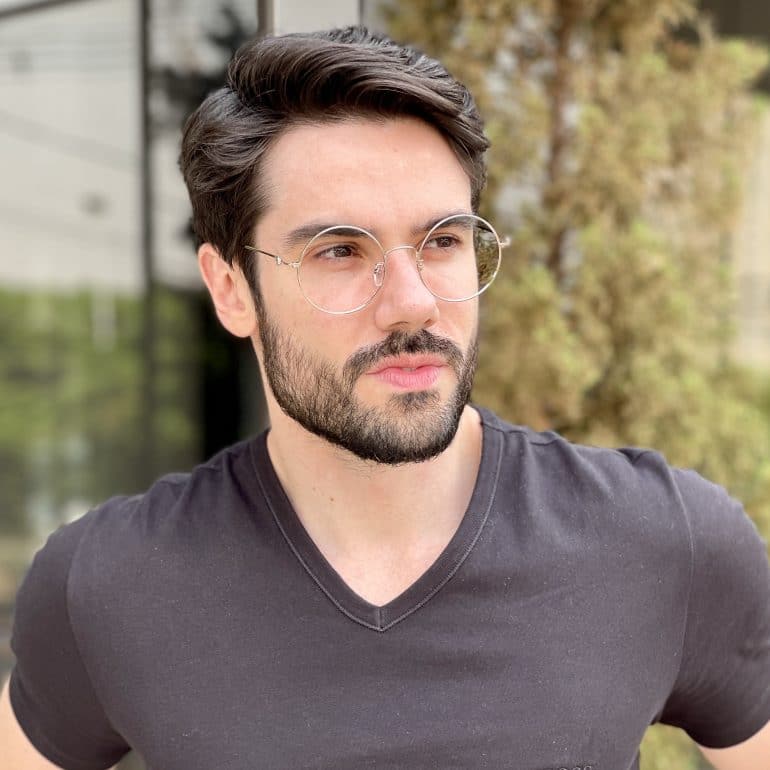 safine com br oculos de grau de titanio masculino redondo prata yago 3