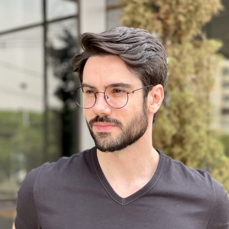 safine com br oculos de grau de titanio masculino redondo preto fosco yago 2