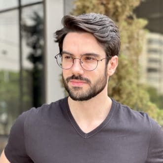 safine com br oculos de grau de titanio masculino redondo preto fosco yago 3