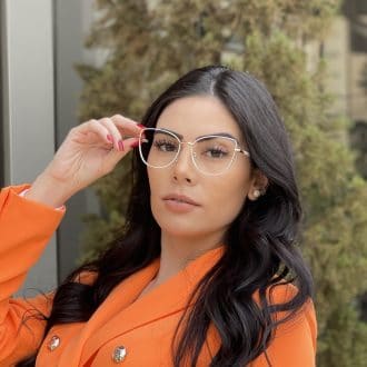 safine com br oculos de grau gatinho de metal branco com dourado malu 3