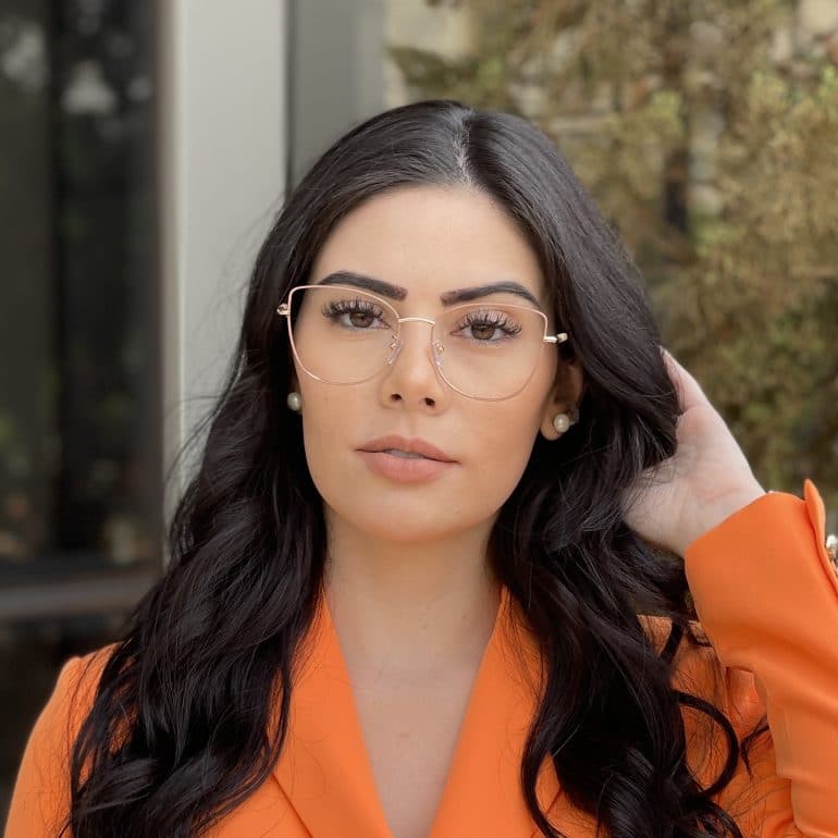 safine com br oculos de grau gatinho de metal nude com dourado malu