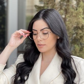 safine com br oculos de grau gatinho de metal preto com dourado malu 2