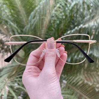 safine com br oculos de grau gatinho de metal preto com dourado malu