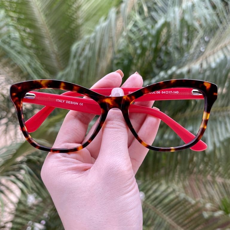 safine com br oculos de grau gatinho em acetato tartaruga com vermelho jolie