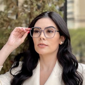 safine com br oculos de grau quadrado em acetato cinza giovana