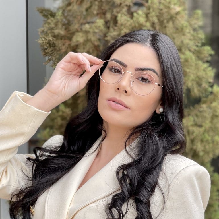safine com br oculos de grau redondo nude com dourado nina 3