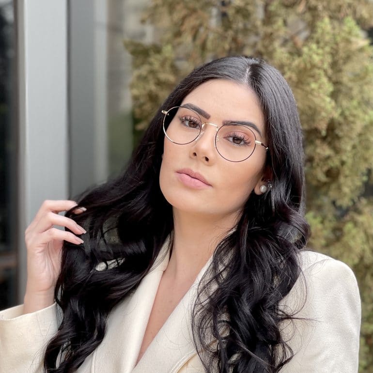 safine com br oculos de grau redondo preto com dourado nina 1