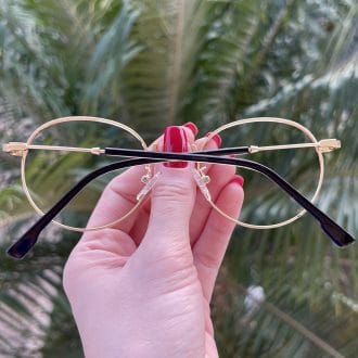 safine com br oculos de grau redondo preto com dourado nina 5