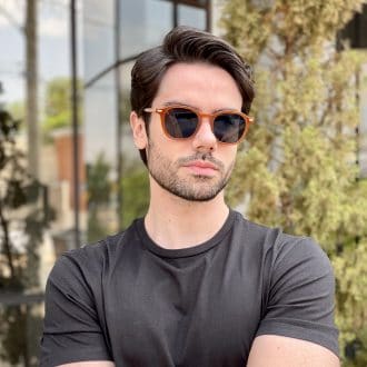 oculos de sol masculino quadrado caramelo luan