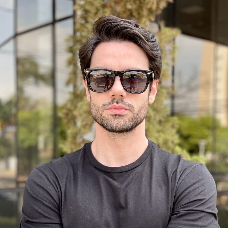 oculos de sol masculino quadrado preto raul