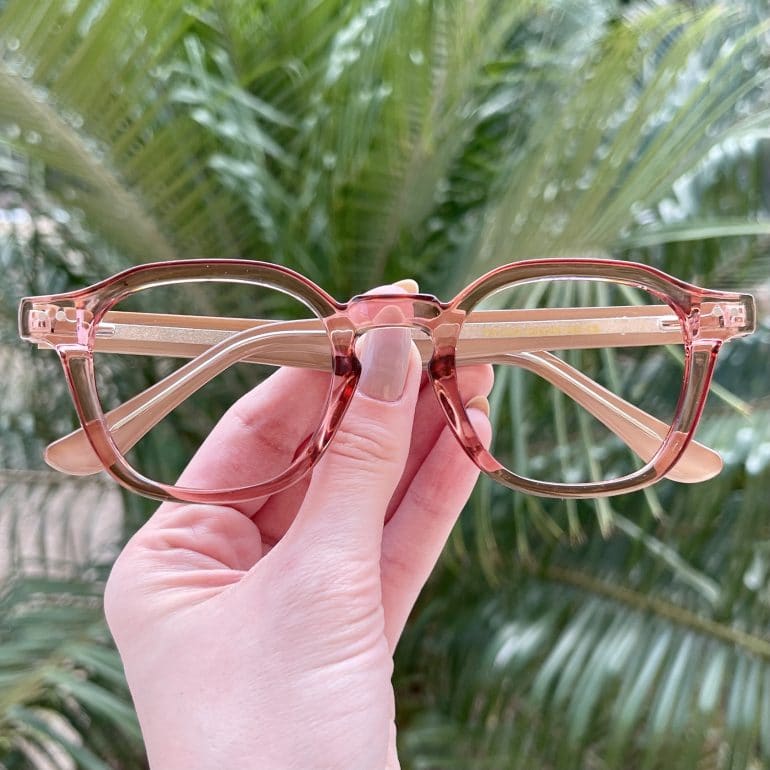 Óculos de Grau Quadrado Rosé Caroline