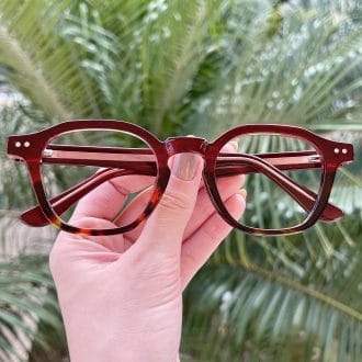 Óculos de Grau Quadrado Marsala com Tartaruga Caroline