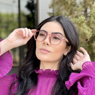 Óculos de Grau Quadrado Rosé Caroline