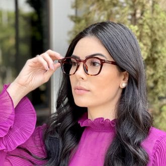 Óculos de Grau Quadrado Marsala com Tartaruga Caroline