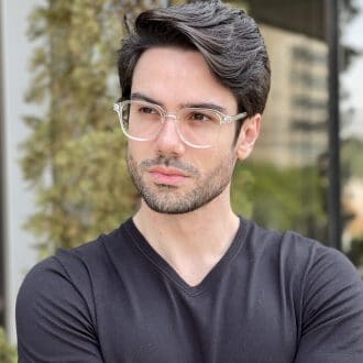 Óculos de Grau Masculino Quadrado Transparente Gean