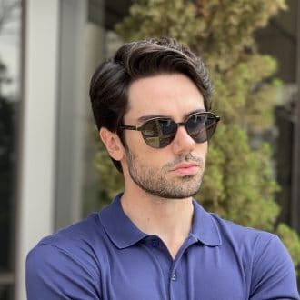 Óculos 2 em 1 Clip-On Masculino Redondo Marrom Felipe