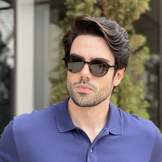 Óculos 2 em 1 Clip-On Masculino Redondo Marrom Felipe