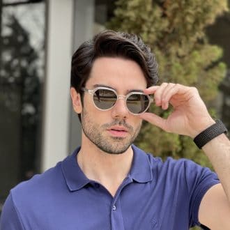 Óculos 2 em 1 Clip-On Masculino Redondo Transparente Felipe
