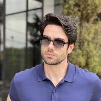 Óculos 2 em 1 Clip-On Masculino Redondo Preto Transparente Felipe