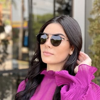 oculos 2 em 1 clip on hexagonal dourado com preto maisa
