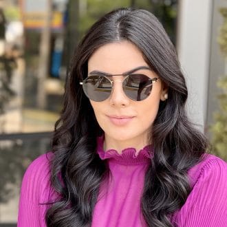 oculos 2 em 1 clip on hexagonal dourado com preto maisa