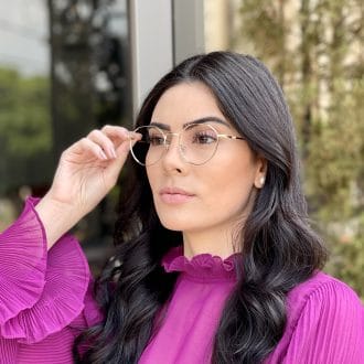 oculos 2 em 1 clip on hexagonal dourado com preto maisa