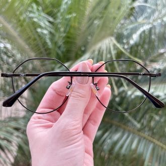 oculos 2 em 1 clip on hexagonal preto maisa