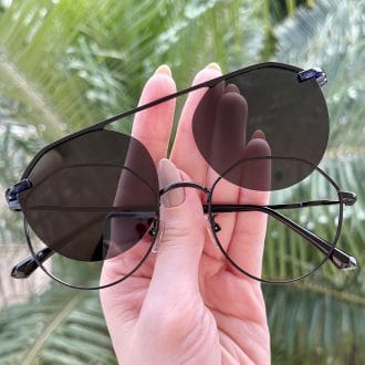 oculos 2 em 1 clip on hexagonal preto maisa
