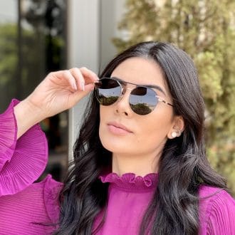 oculos 2 em 1 clip on hexagonal rose maisa