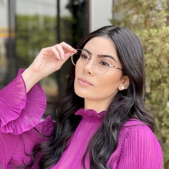 oculos 2 em 1 clip on hexagonal rose maisa