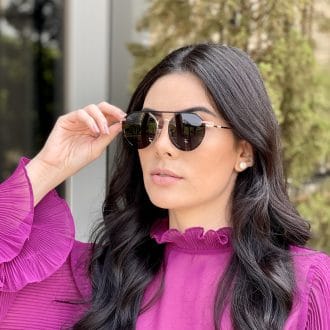 oculos 2 em 1 clip on hexagonal rose maisa