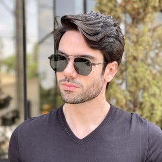 Óculos 2 em 1 Clip-On Masculino Hexagonal Grafite