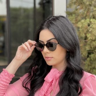 Óculos 2 em 1 Clip-On Redondo Marrom Marcela