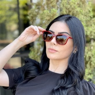 Óculos 2 em 1 Clip-On Gatinho Vermelho Becky