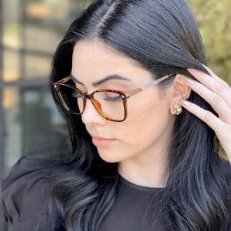 Óculos 2 em 1 Clip-On Gatinho Tartaruga Becky