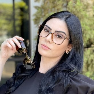 Óculos 2 em 1 Clip-On Gatinho Tartaruga Becky