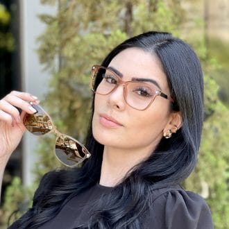 Óculos 2 em 1 Clip-On Gatinho Marrom Becky