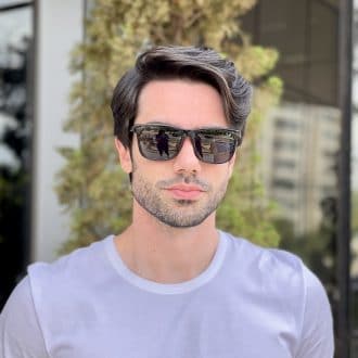 Óculos 2 em 1 Clip-On Masculino Retangular Preto Theo