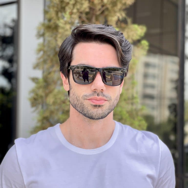 Óculos 2 em 1 Clip-On Masculino Retangular Preto Theo