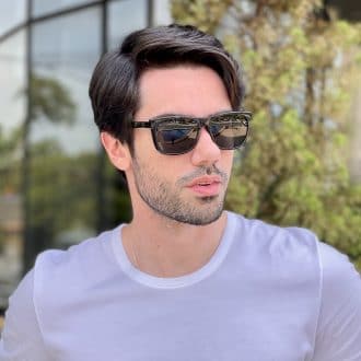 Óculos 2 em 1 Clip-On Masculino Retangular Preto Theo