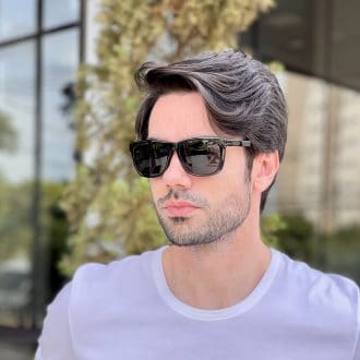 Óculos 2 em 1 Clip-On Masculino Retangular Preto Theo