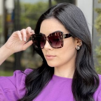 Óculos de Sol Gatinho Tartaruga com Rosa Celina