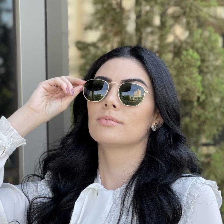 safine com br oculos de sol hexagonal dourado e verde flat 1